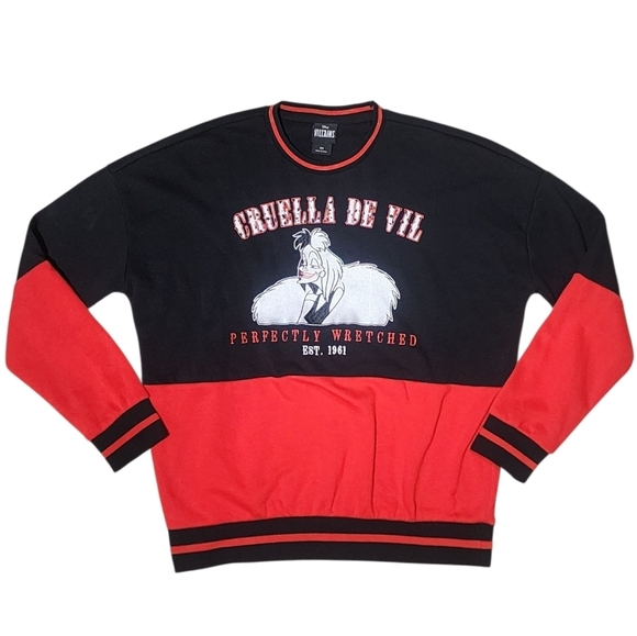 Boxlunch Tops - Disney One Hundred and One Dalmatians Cruella de Vil Panel Crewneck - BoxLunch